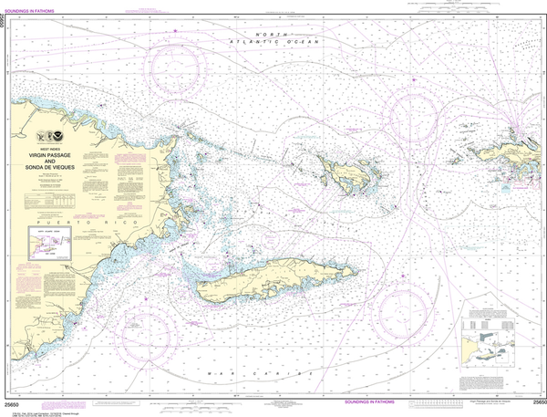 Vieques Island - high quality 1943 - Nautical Chart Print