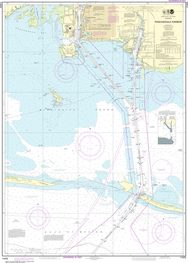 NOAA Chart 11375 Pascagoula Harbor Captain's Nautical Books & Charts