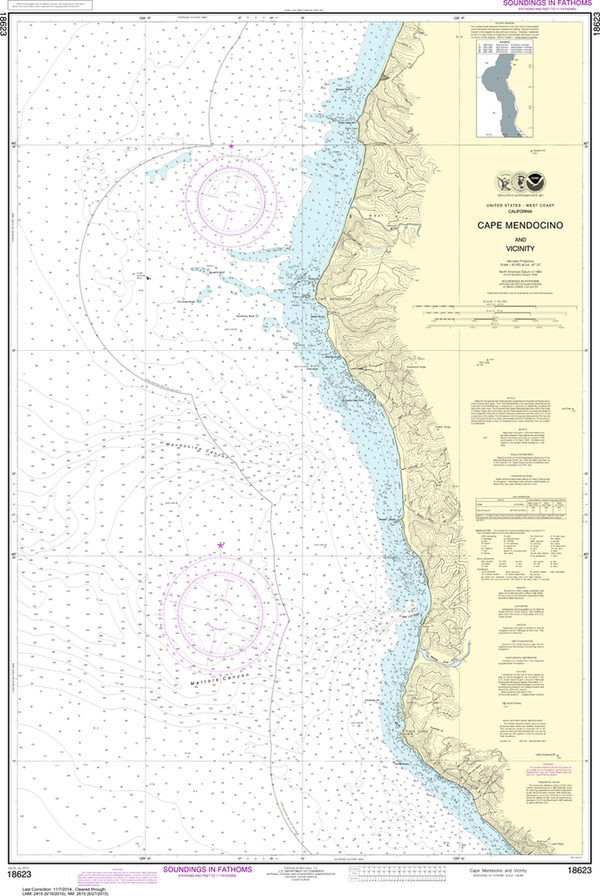 NOAA Chart 18623 Cape Mendocino and Vicinity Captain's Nautical