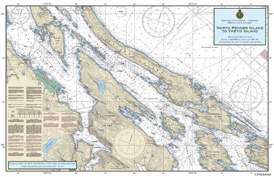 Nautical Placemat: North Pender Island to Thetis Island