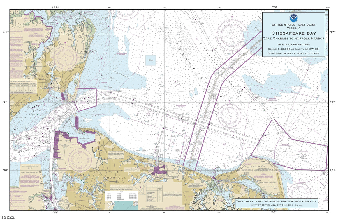 Nautical Placemat: Chesapeake Bay- Cape Charles Harbor to Norfolk Harbor