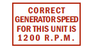 Corret Generator Speed 1200rpm