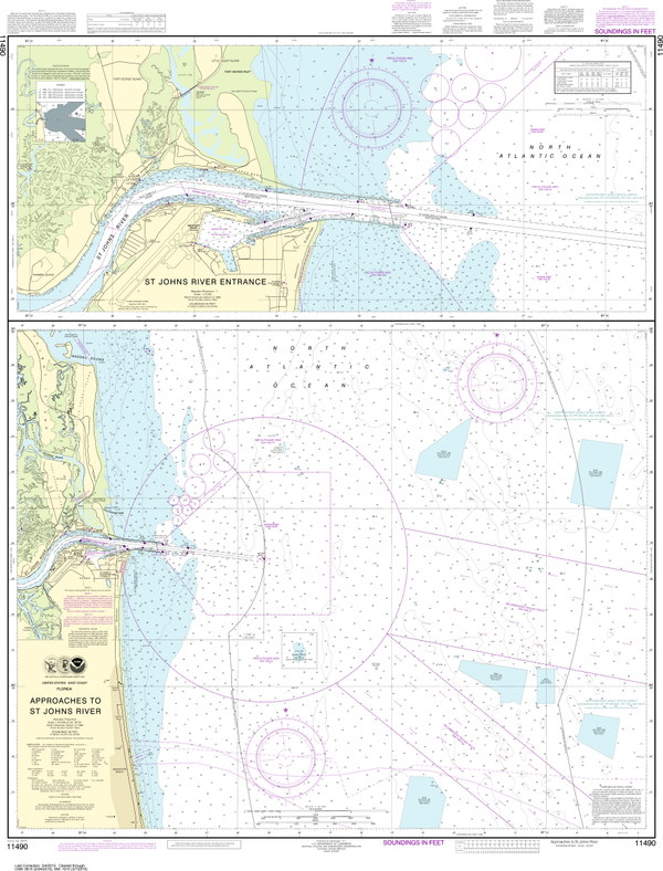 NOAA Chart 11490: Approaches to St. Johns River, St. Johns River ...