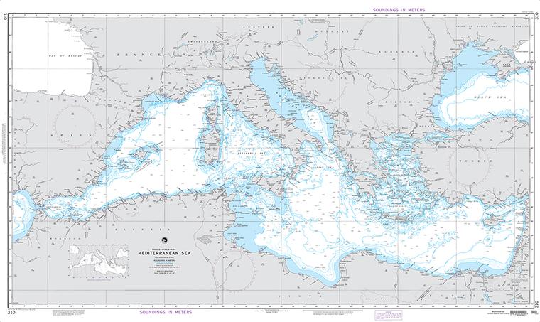 NGA Chart 310: Mediterranean Sea (OMEGA)