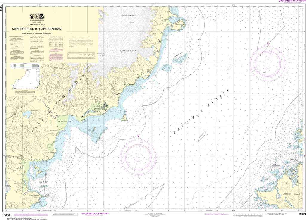 NOAA Chart 16608: Shelikof Strait: Cape Douglas to Cape Nukshak ...