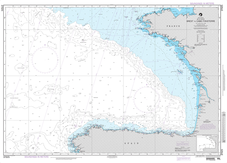 NGA Chart 37025: Brest to Cabo Finisterre