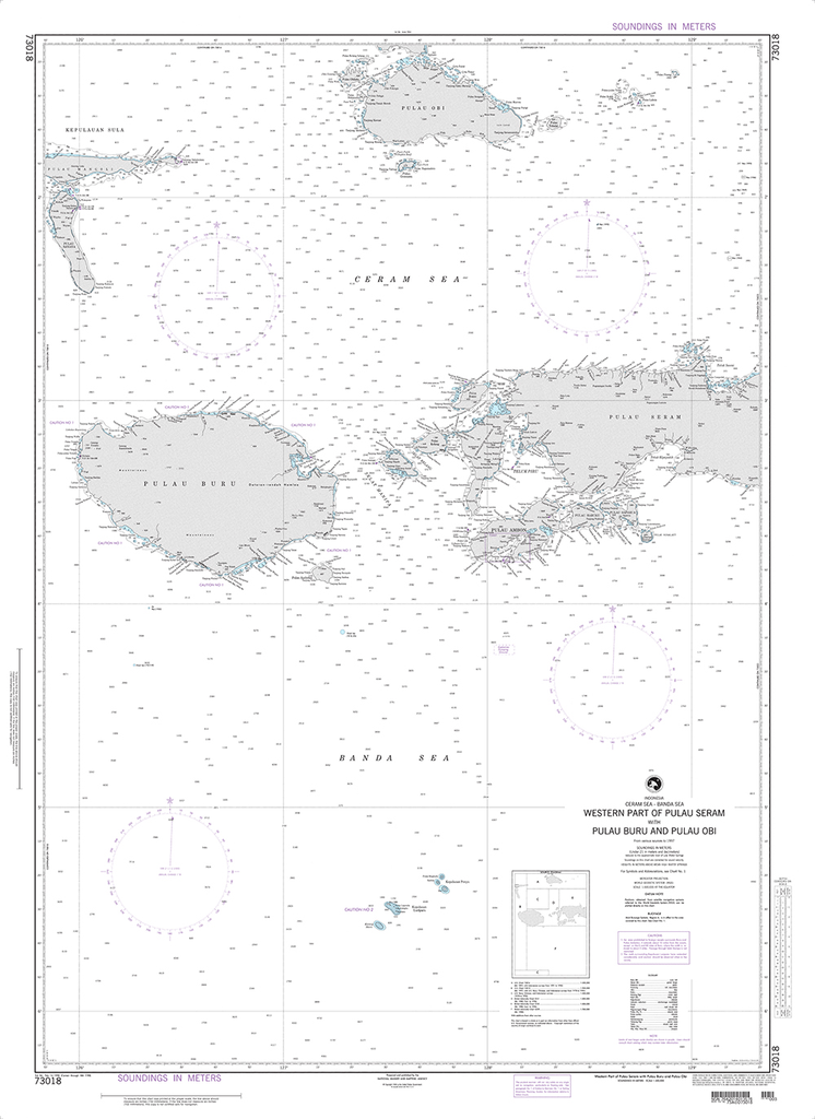 NGA Chart 73018: Western Part of Pulau Seram with Pulau Buru and Pulau Obi