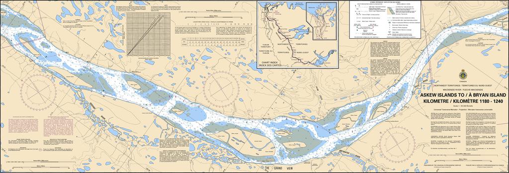 CHS Chart 6423: Askew Islands to/à Bryan Island Kilometre 1180 / Kilometre 1240