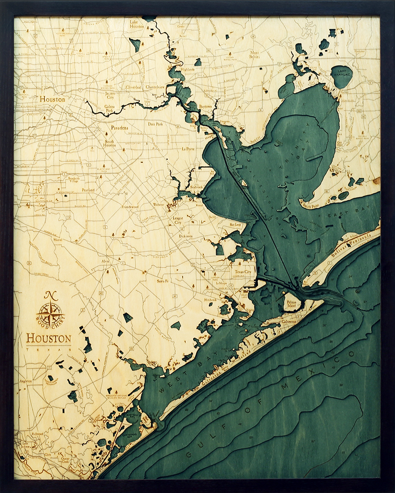 Puget Sound, Washington 3-D Nautical Wood Chart, 24.5 x 31