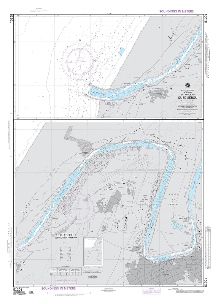 NGA Chart 51201: Oued Sebou Panels: A. Entrance to Oued Sebou