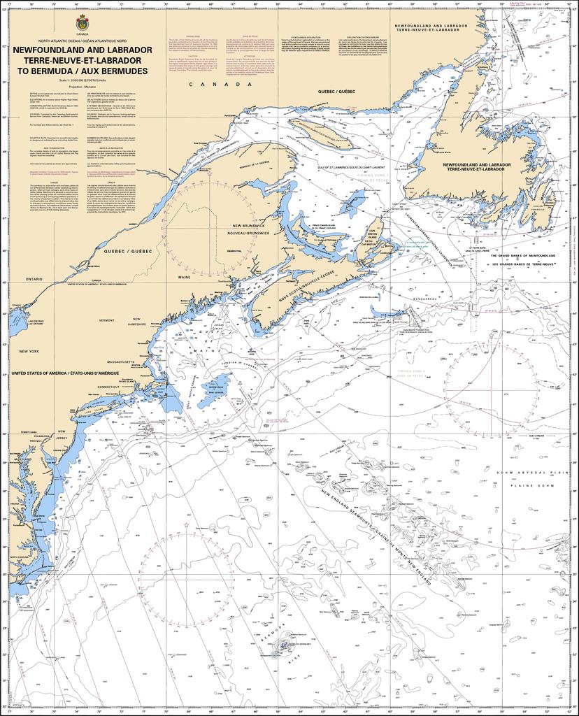 CHS Chart 4006: Newfoundland and Labrador/Terre-Neuve-et-Labrador. -  Captain's Nautical Books & Charts
