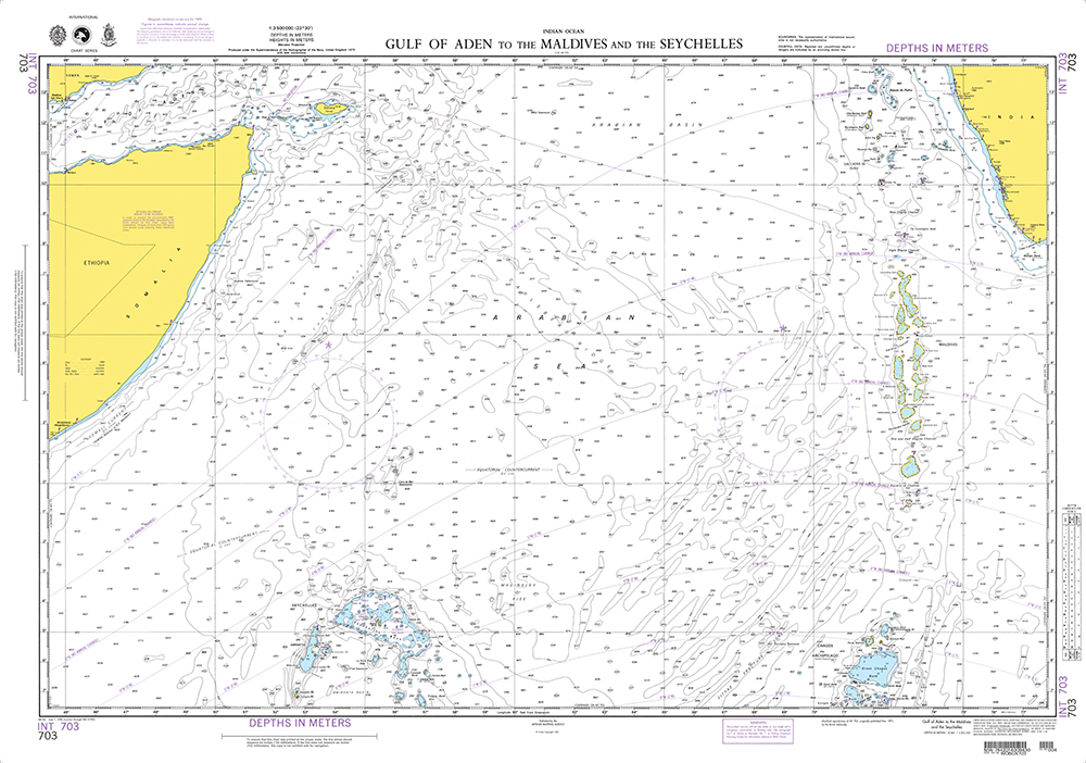 NGA Chart 703: Gulf of Aden to the Maldives and the Seychelles Group