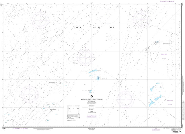 NGA Chart 93049: South China Sea-Vanguard Bank to Spratly Island