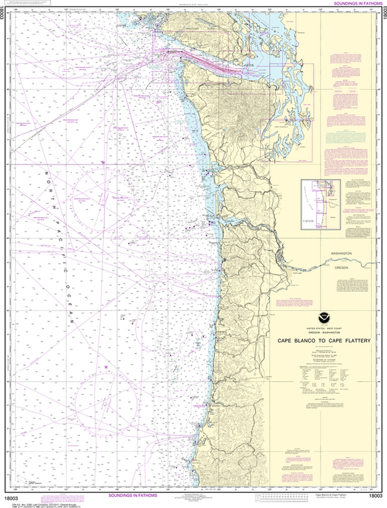 NOAA Chart 18003: Cape Blanco to Cape Flattery