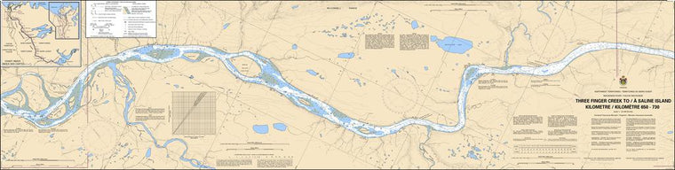 CHS Chart 6415: Three Finger Creek to/à Saline Island Kilometre 650 / Kilometre 730