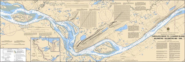 CHS Chart 6420: Carcajou Ridge to/à Hardie Island Kilometre 980 / Kilometre 1040