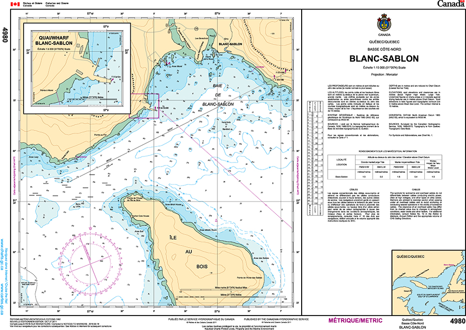 CHS Print-on-Demand Charts Canadian Waters-4980: Blanc Sablon, CHS POD Chart-CHS4980