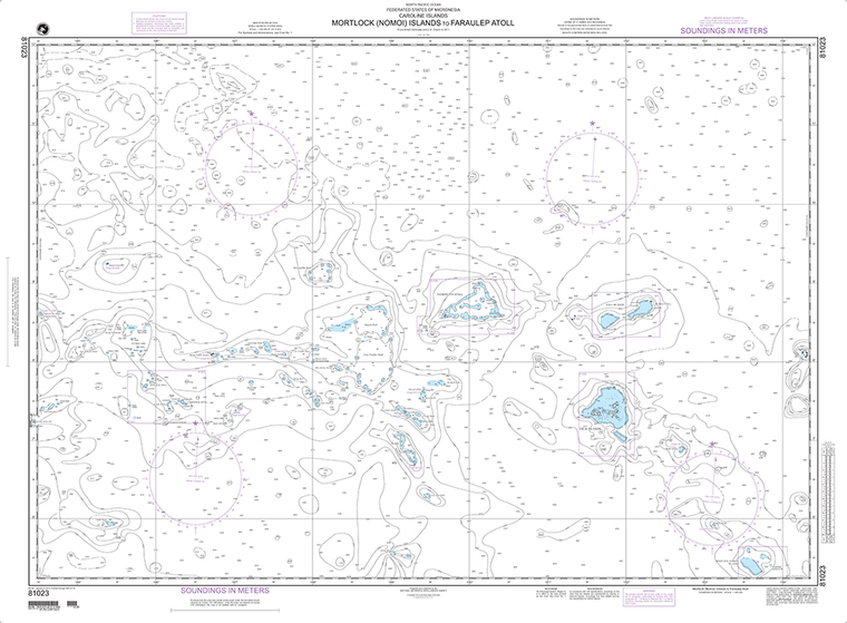 NGA Chart 81023: Nomoi Islands to Faraulep Atoll (Caroline Islands) (OMEGA)