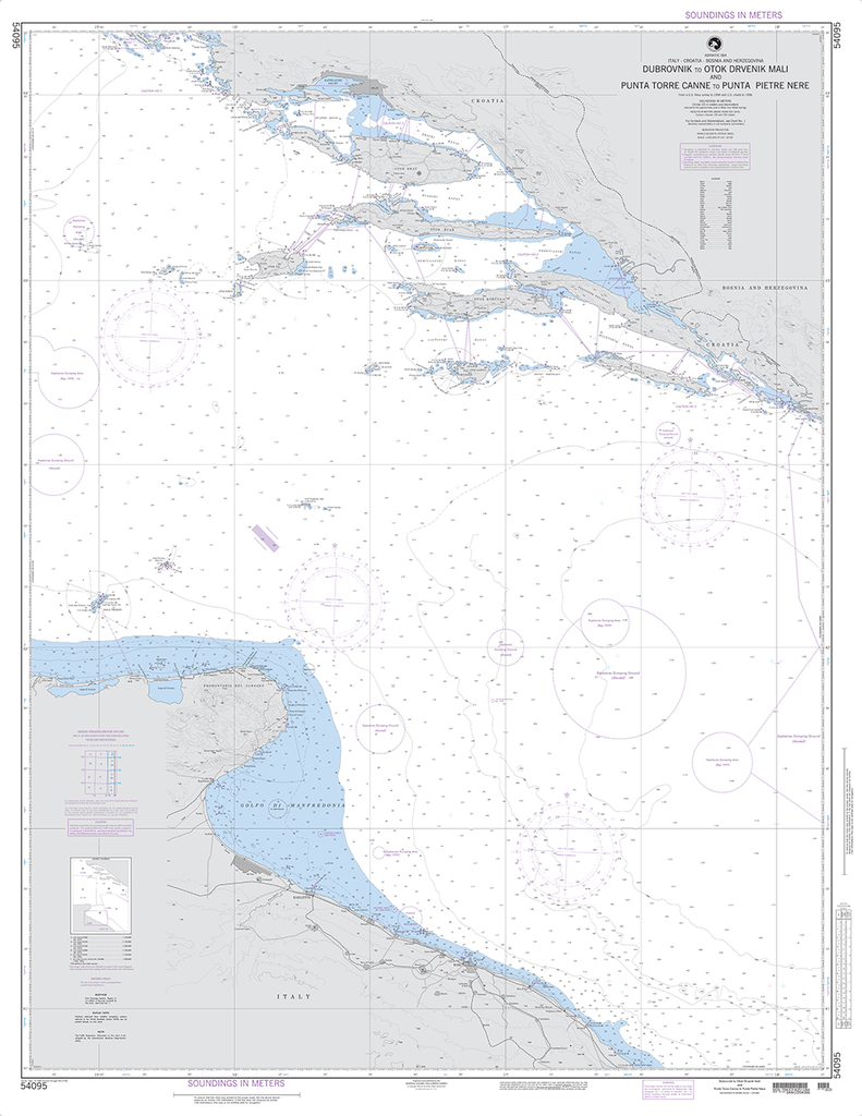 NGA Chart 54095: Dubrovnik to Otok Drvenik Mali and Punta Torre Canne to Punta Pietre Nere