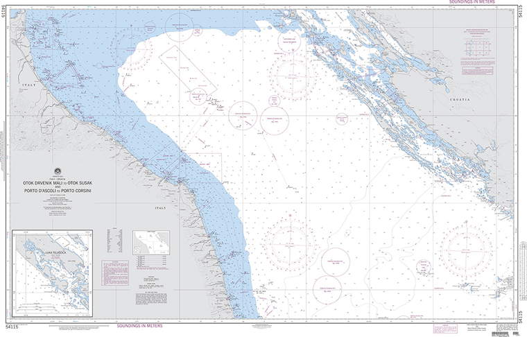 NGA Chart 54115: Otok Drvenik Mali to Otok Susak and Porto dAscoli to Porto Corsini