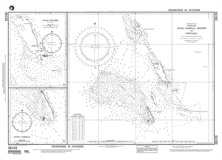 NGA Chart 28103: Cayos Vivorillo, Becerro and Caratasca