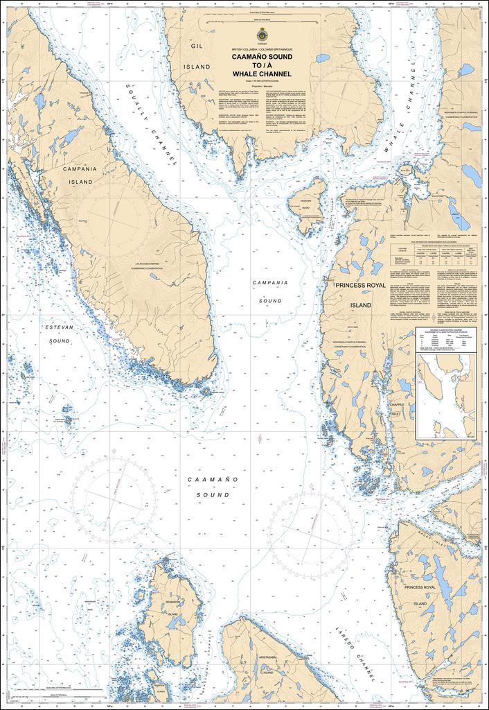 CHS Chart 3982: Caamaño Sound to/à Whale Channel - Captain's Nautical ...