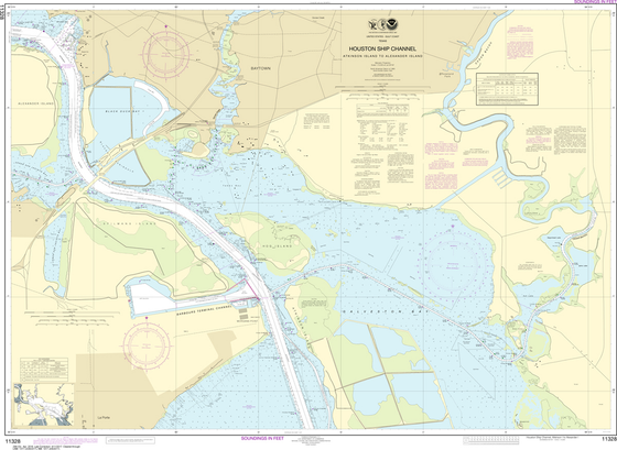 NOAA Chart 11328: Houston Ship Channel Atkinson Island to Alexander Island