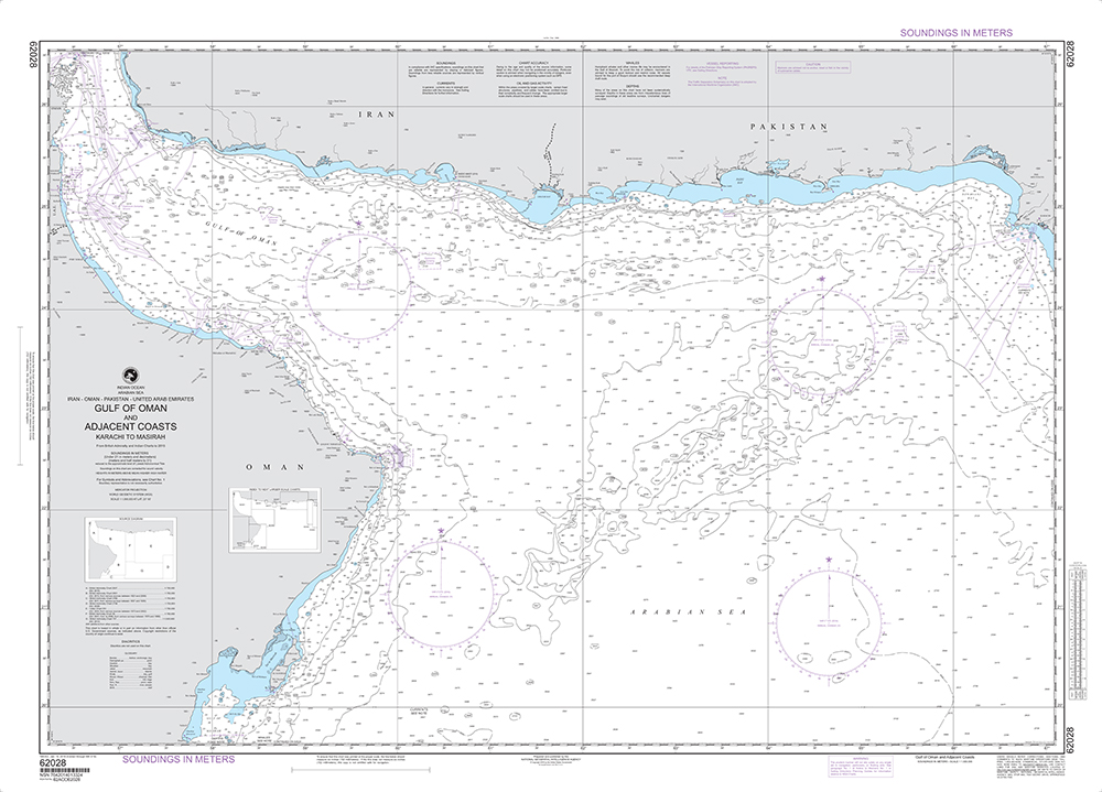 NGA Chart 62028: Gulf of Oman and Adjacent Coasts-Karachi to Jazirat Masirah