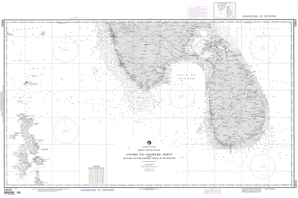 NGA Chart 63010: Cochin to Calimere Pt, with Sri Lanka and the northern portion of the