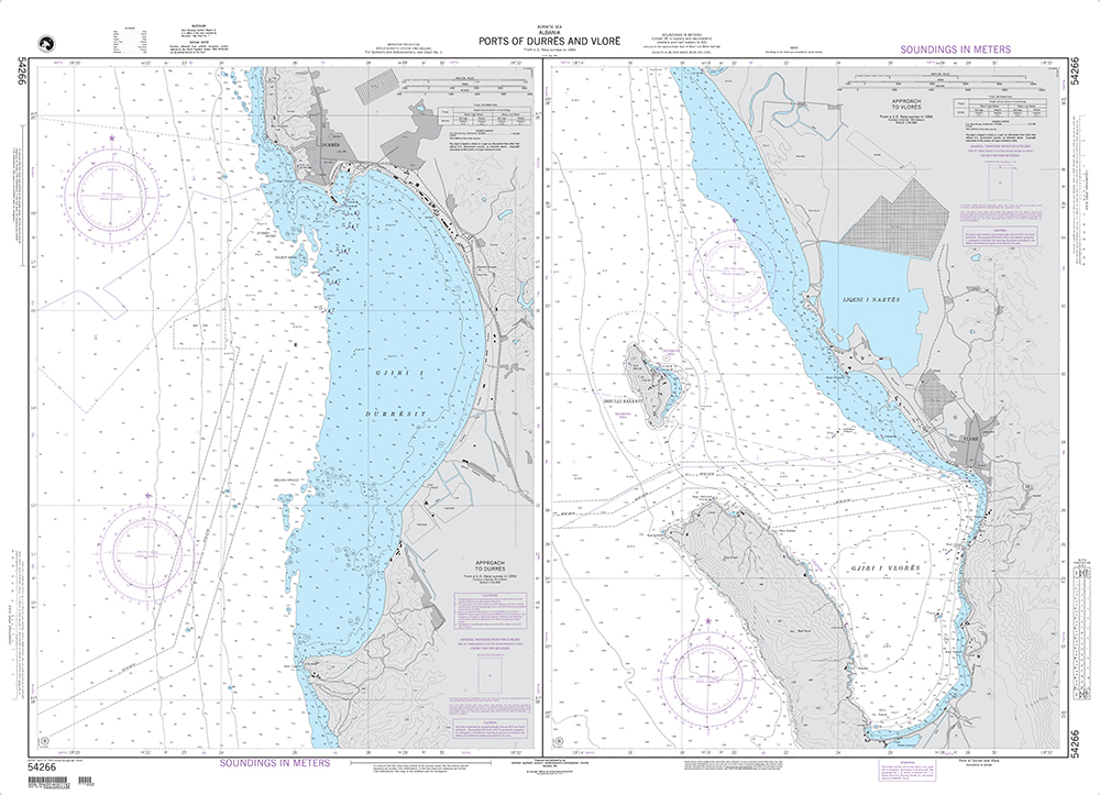 NGA Chart 54266: Ports of Durres and Vlore Plans: A. Approach to Durres