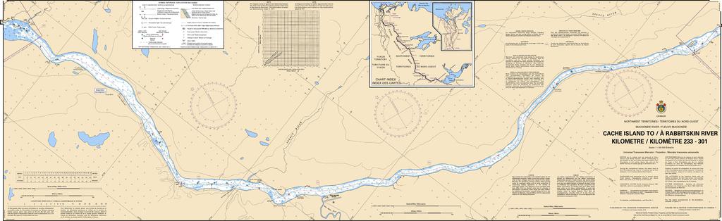 CHS Chart 6408: Cache Island to/à Rabbitskin River Kilometre 233 / Kilomètre 301