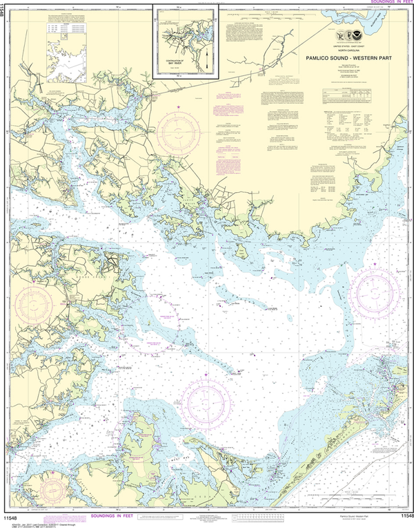 NOAA Chart 11548: Pamlico Sound: Western Part - Captain's Nautical ...