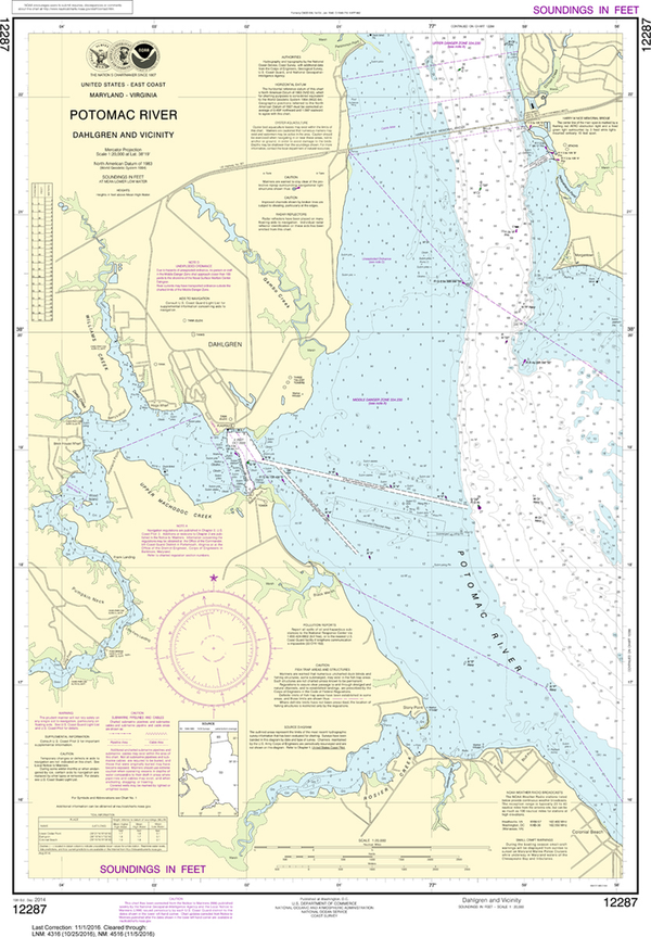 NOAA Chart 12287: Potomac River: Dahlgren and Vicinity - Captain's ...