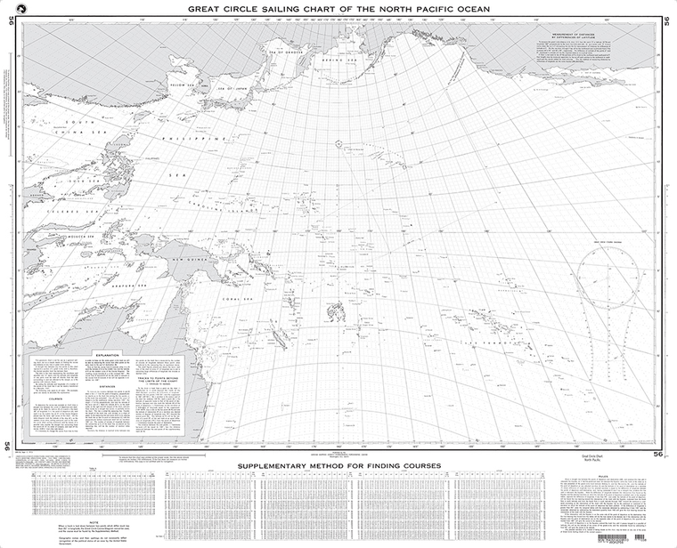 NGA Chart 56: Great Circle Sailing Chart of the North Pacific Ocean