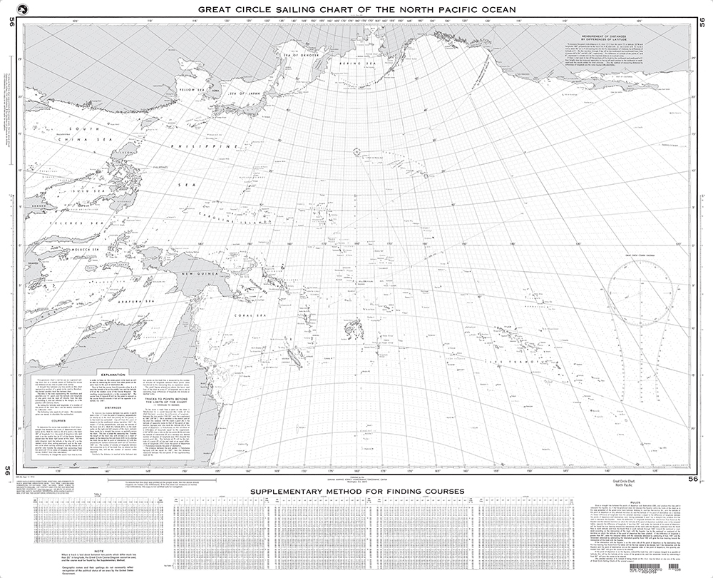 NGA Chart 56: Great Circle Sailing Chart of the North Pacific Ocean