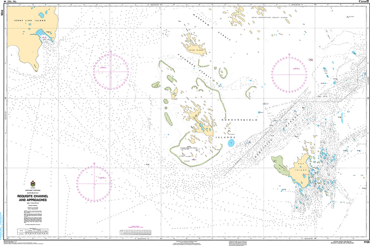 CHS Print-on-Demand Charts Canadian Waters-7725: Requisite Channel and Approaches, CHS POD Chart-CHS7725