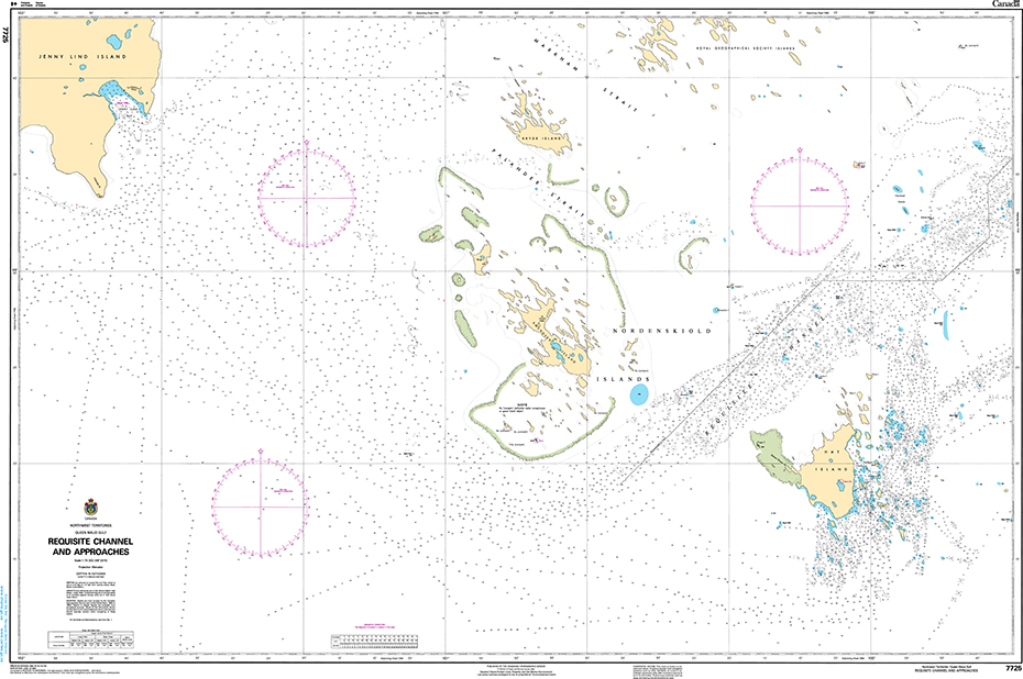 CHS Print-on-Demand Charts Canadian Waters-7725: Requisite Channel and Approaches, CHS POD Chart-CHS7725