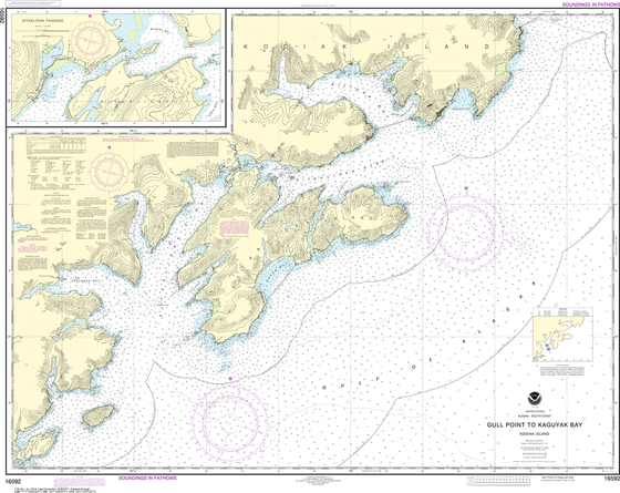 NOAA Chart 16592: Kodiak Island - Gull Point to Kaguyak Bay, Sitkalidak Passage