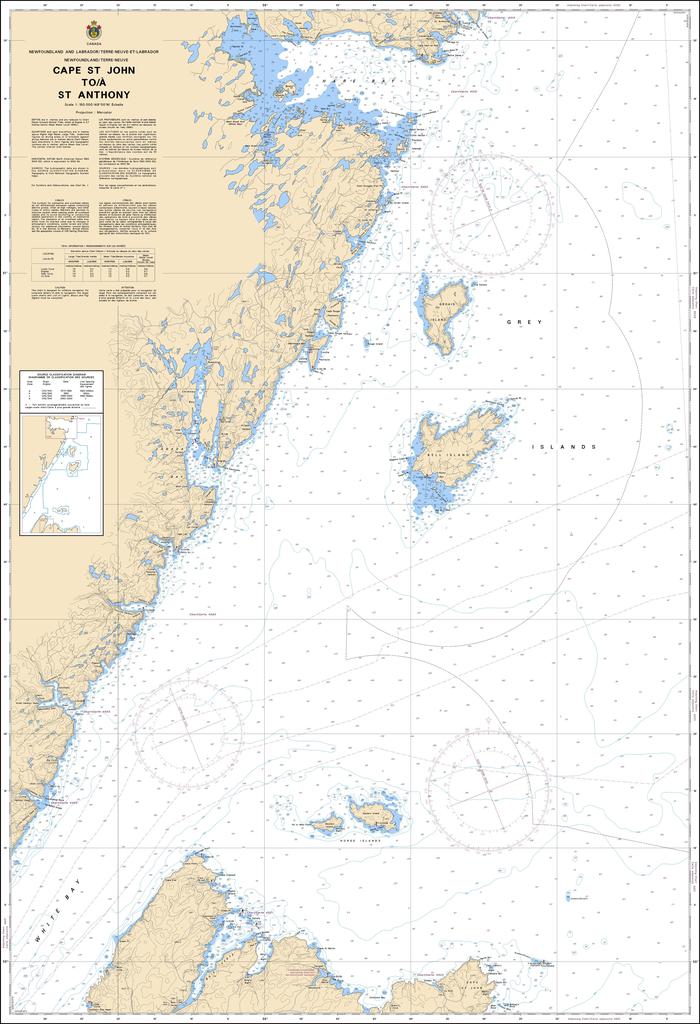 CHS Chart 4822: Cape St John to / à St Anthony