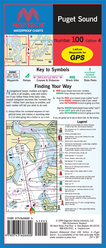 Captain's-Nautical-Supplies-Maptech-Waterproof-Chart-Puget-Sound