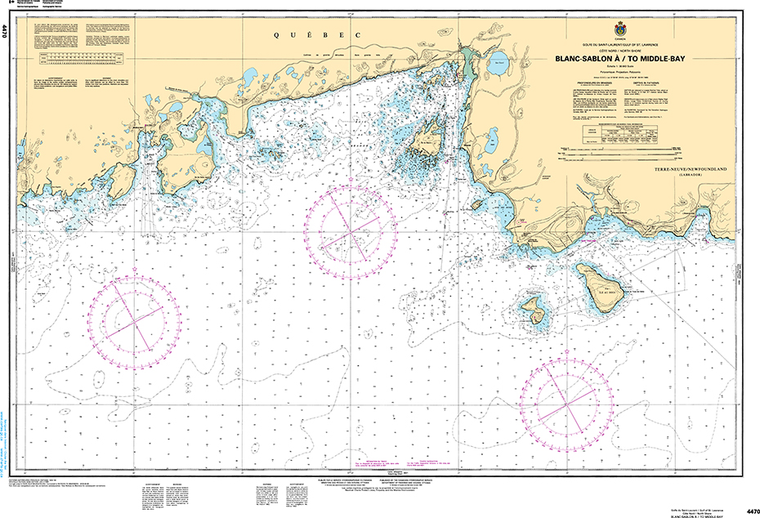 CHS Print-on-Demand Charts Canadian Waters-4470: Blanc Sablon €/to Middle Bay, CHS POD Chart-CHS4470