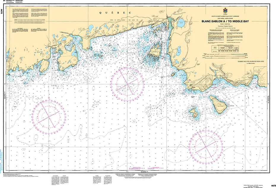 CHS Print-on-Demand Charts Canadian Waters-4470: Blanc Sablon €/to Middle Bay, CHS POD Chart-CHS4470