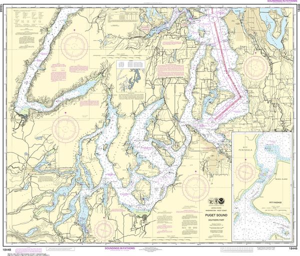 NOAA Chart 18448: Puget Sound: Southern Part - Captain's Nautical Books ...