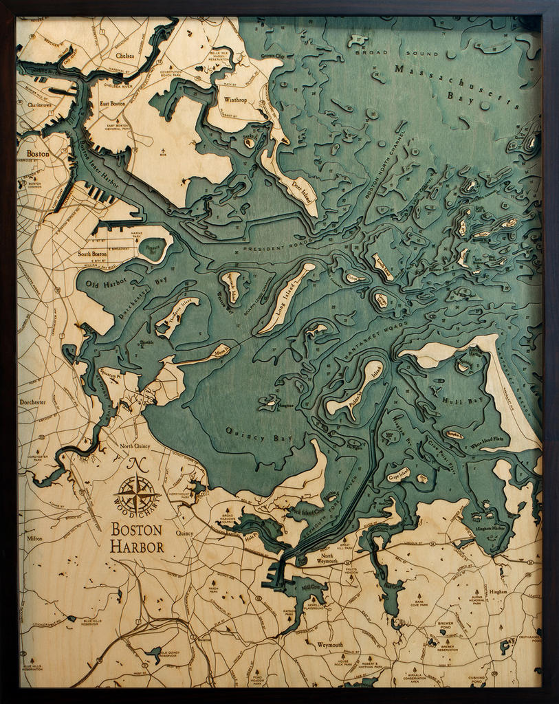 Boston Wooden Map
