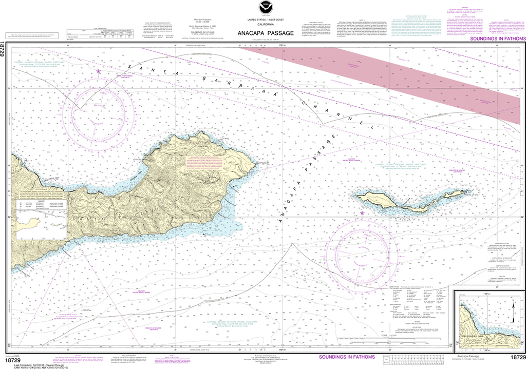 NOAA Chart 18729 Anacapa Passage, Prisoners Harbor Captain's