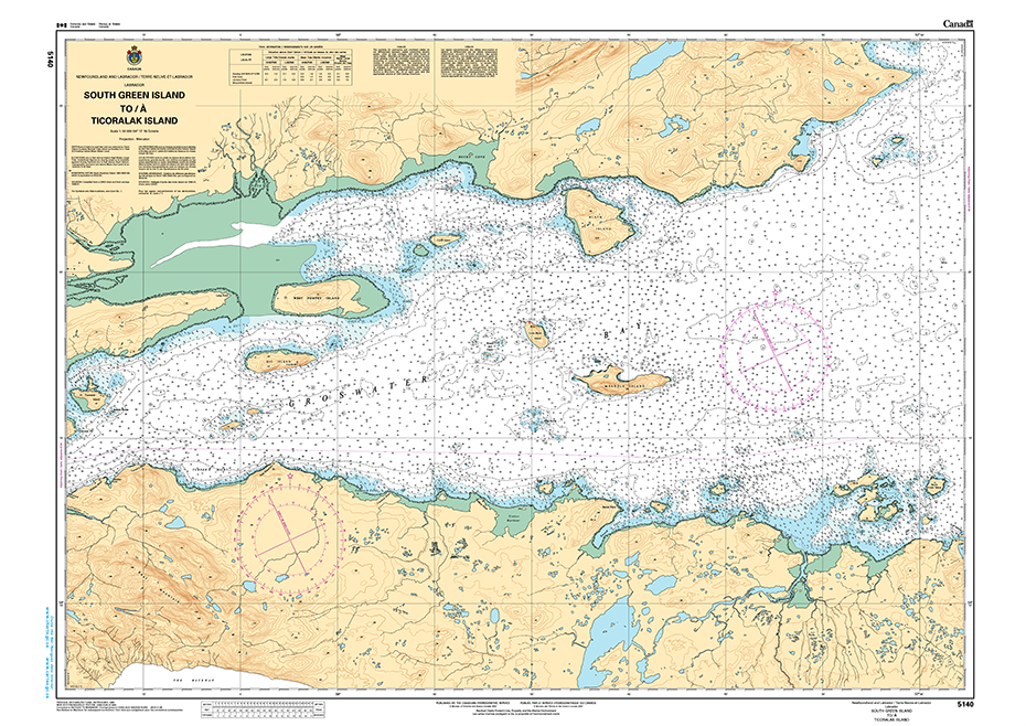 CHS Print-on-Demand Charts Canadian Waters-5140: South Green Island to/€ Ticoralak Island, CHS POD Chart-CHS5140