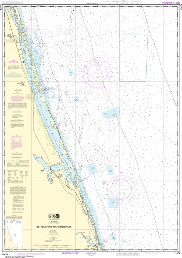 NOAA Chart 11474: Bethel Shoal to Jupiter Inlet - Captain's Nautical ...