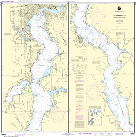 NOAA Chart 11492: St. Johns River - Jacksonville to Racy Point