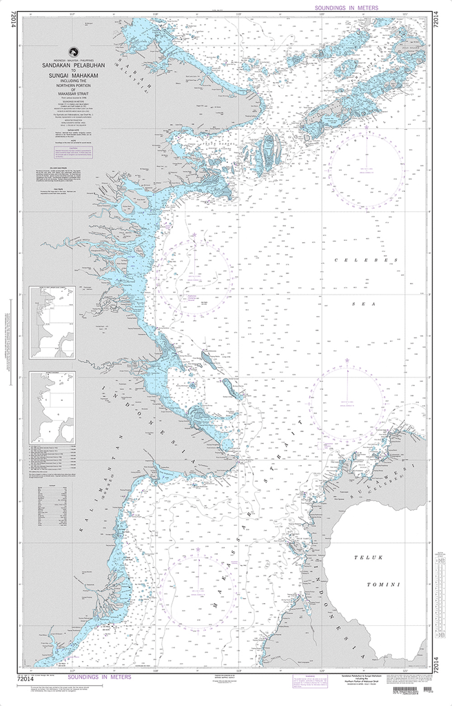 NGA Chart 72014: Sandakan Pelabuhan to Sungai Manhakam including the Northern Portion of Makassar Strait